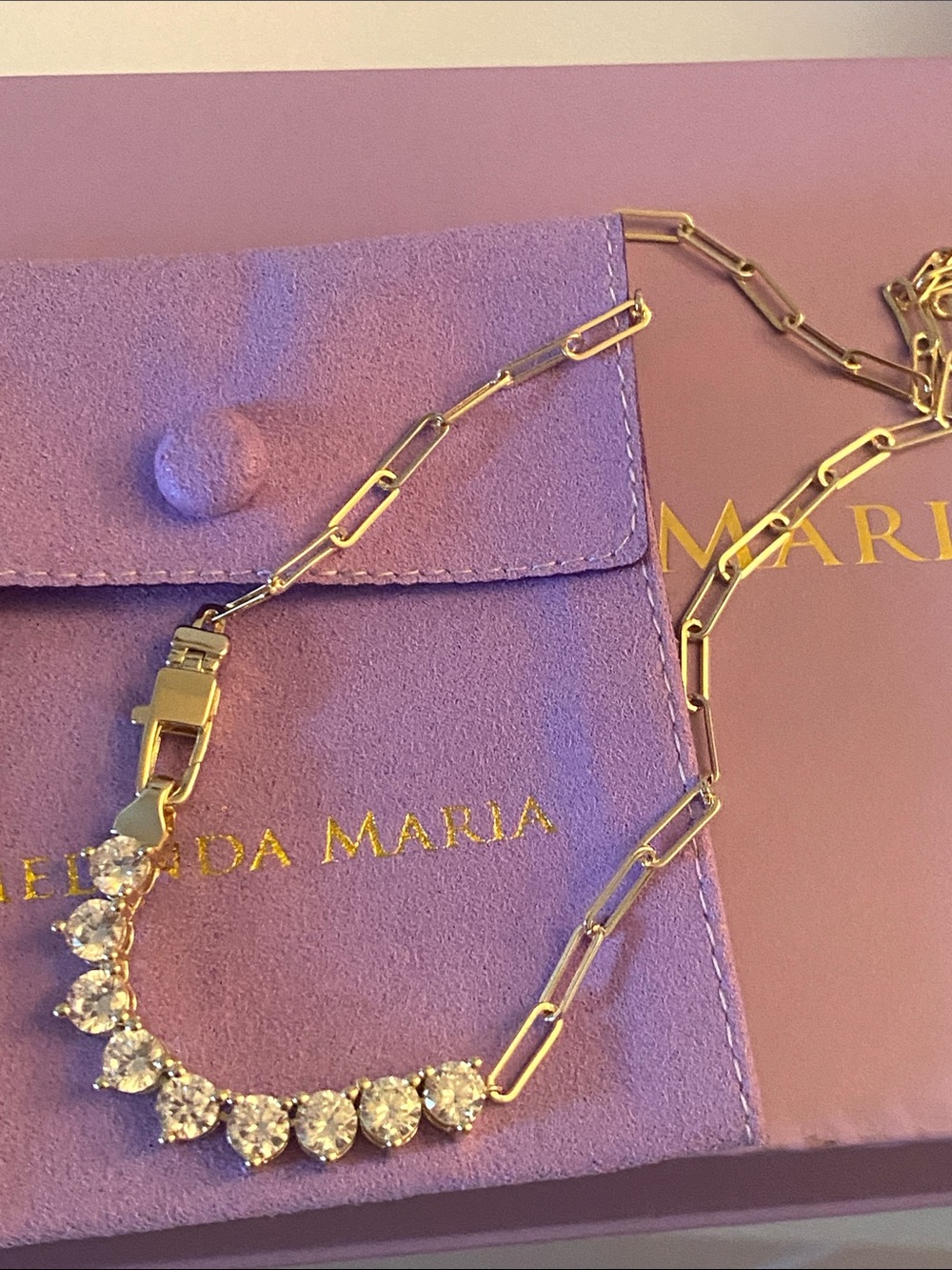 Melinda Maria Not Your Basic Samantha Tennis Necklace, 18” length, gold plated